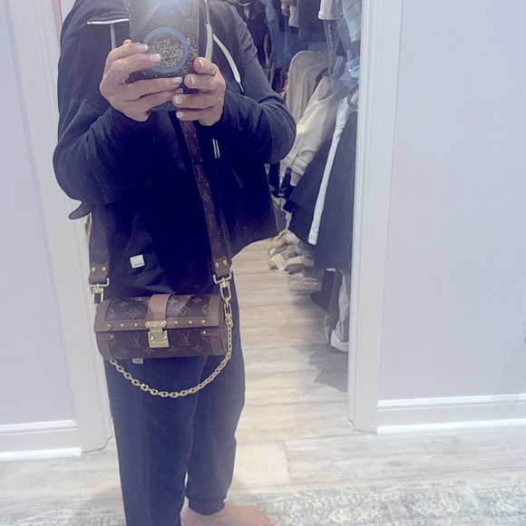 Brown and Gold Monogram Cylinder Clutch - Picture 5 of 10